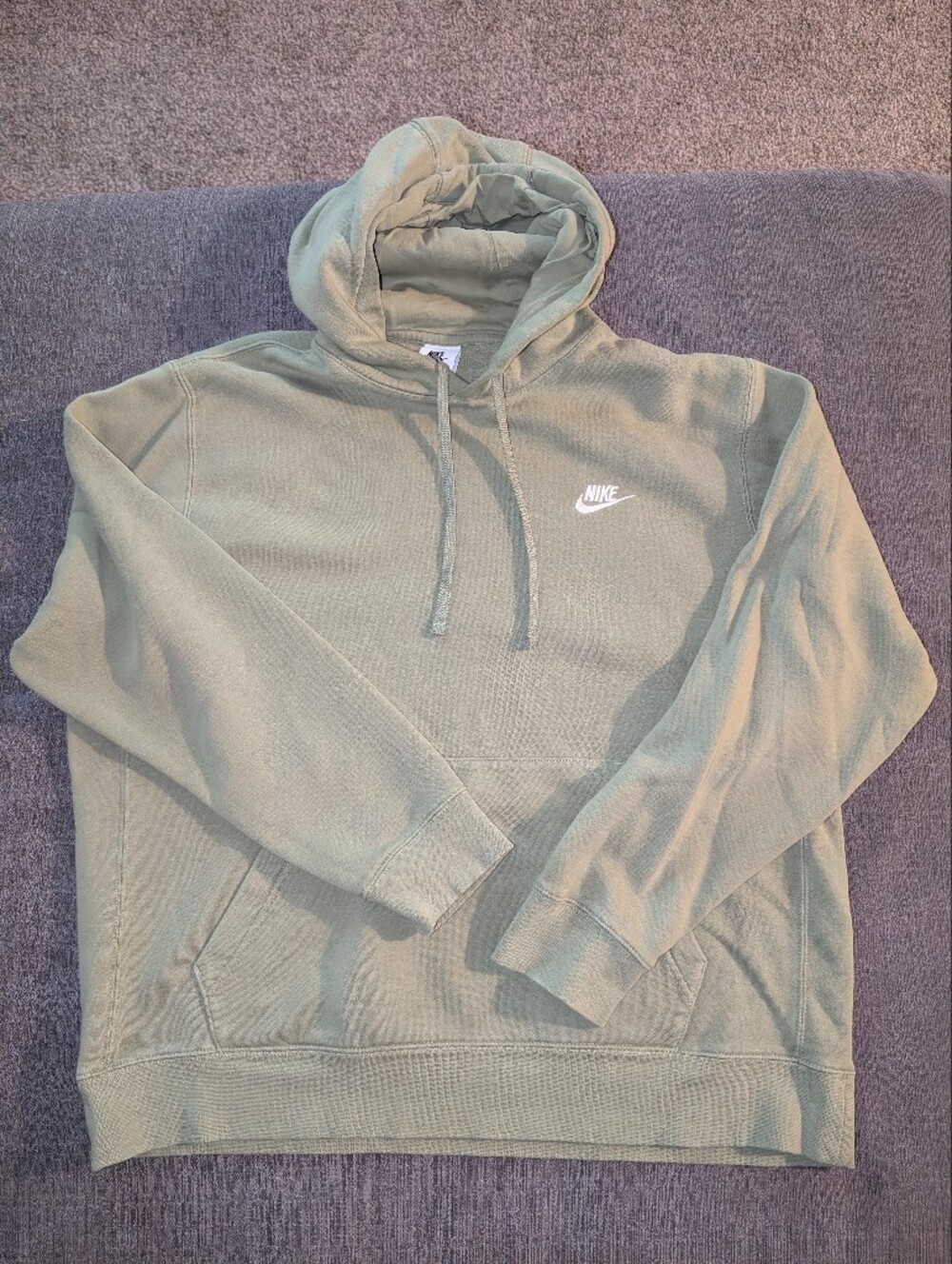 Nike Olive Green Pullover Hoodie with White Swoosh